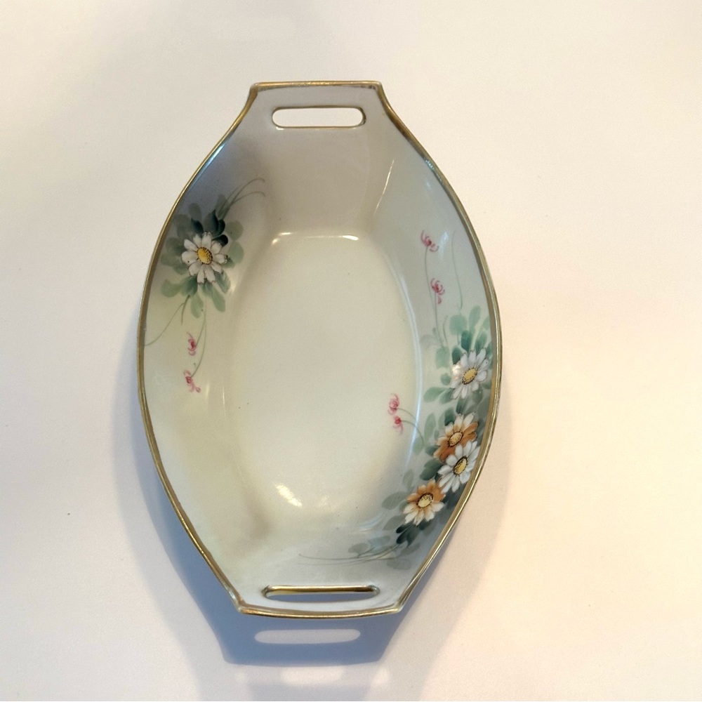 Vintage Hand Painted Nippon Dishes With Handles Daisies Pattern